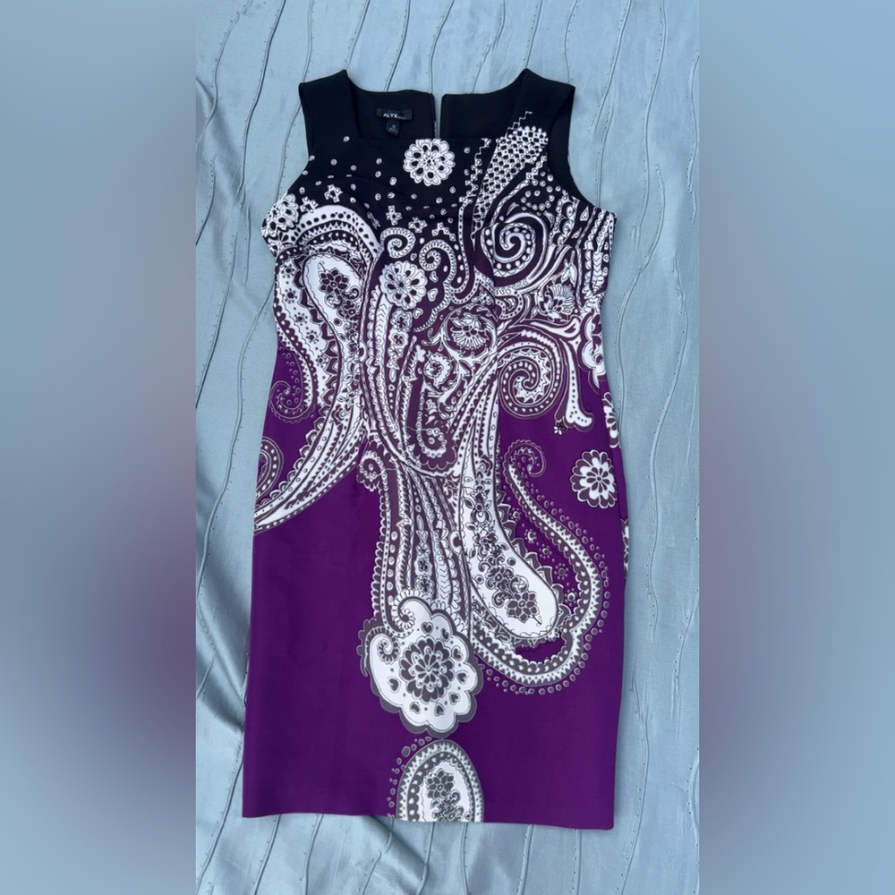 Alyx Purple and Black Paisley Dress